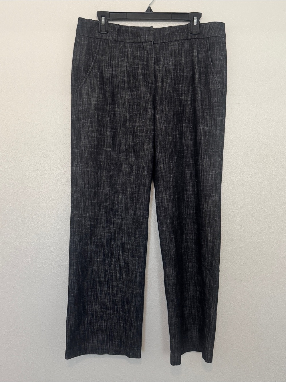 Sandro Paris Textured Trousers Women’s Size 10 Straight Leg Gray Black Pants - Picture 2 of 6